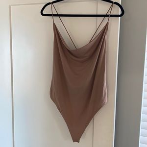 ABERCROMBIE & FITCH SOFT DRAPEY BODYSUIT SIZE: XL color: LIGHT BROWN